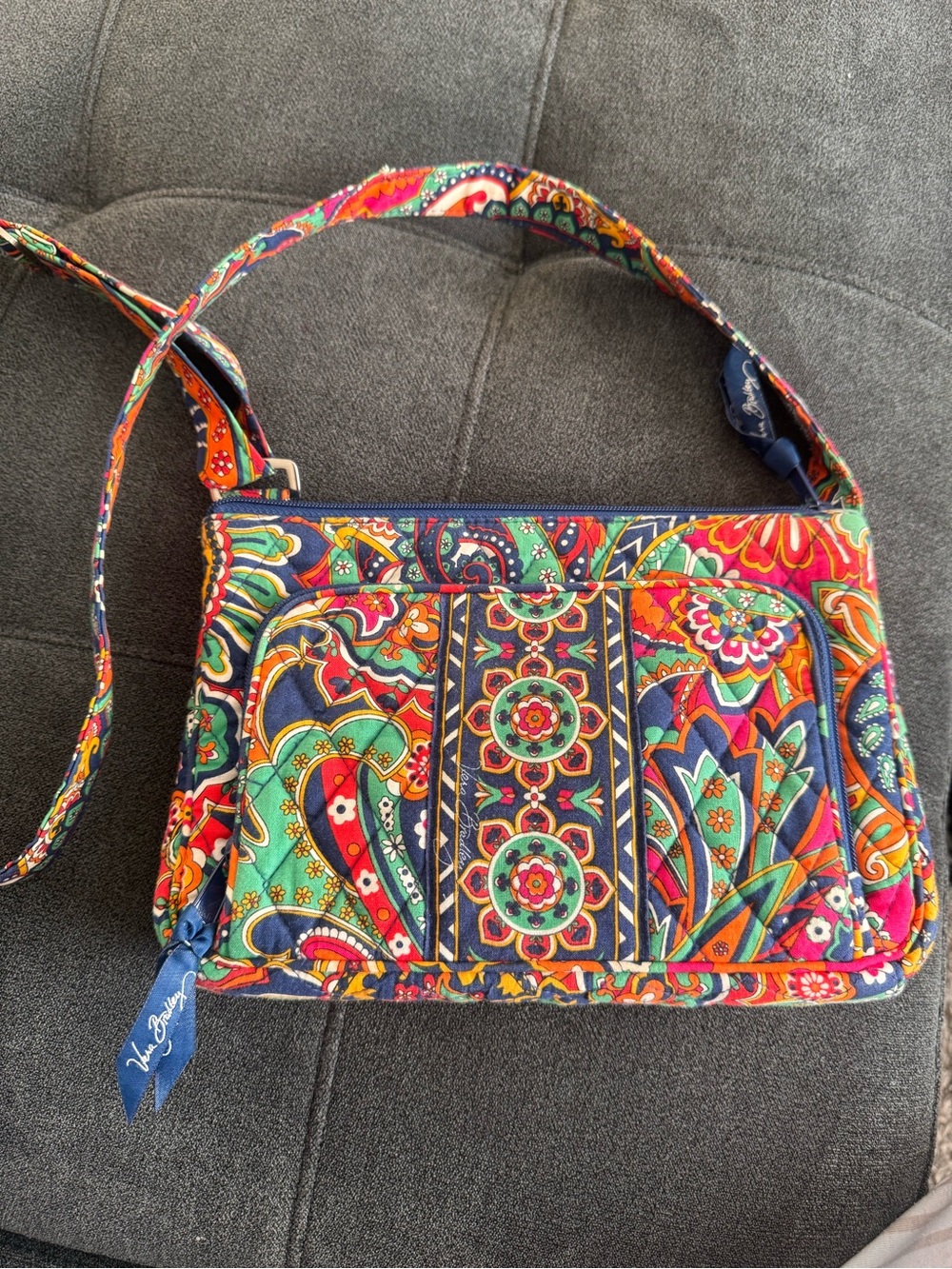 Vera Bradley Multicolor Paisley Quilted Crossbody - Navy, Red, Green, Orange